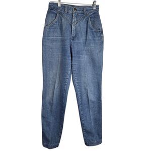 Vintage 80s Pizzazz Jeans Sz 25 x 27.5 Blue V-Yoke Tapered High Rise